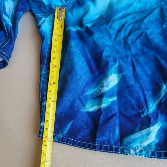 Boys Old Navy Aqua Blue Sharks Swim Trunks Shorts Size M (8) - Picture 4 of 10